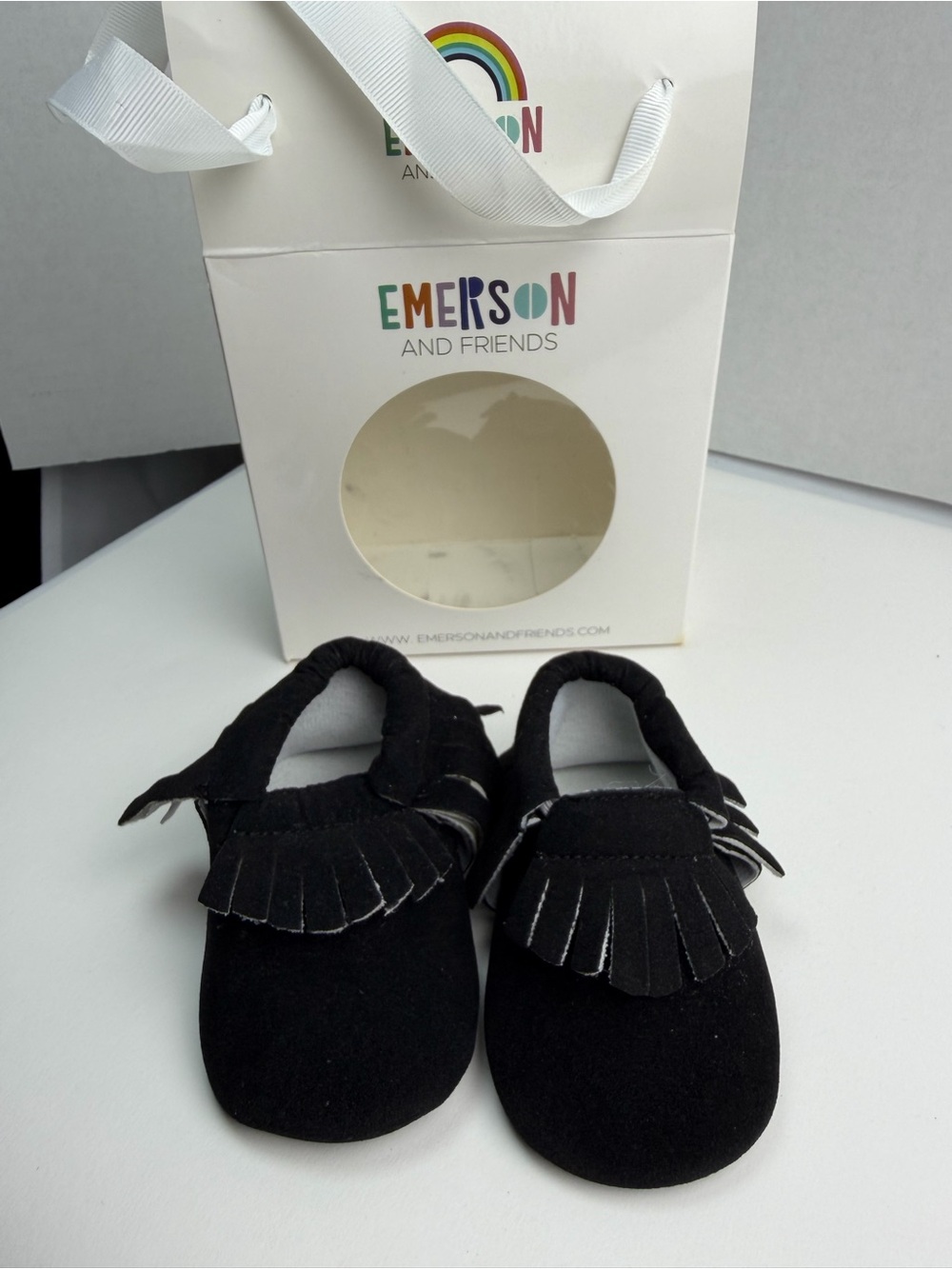 BNIB Emerson & Friends Baby  Moccasins Black 3-6 Months